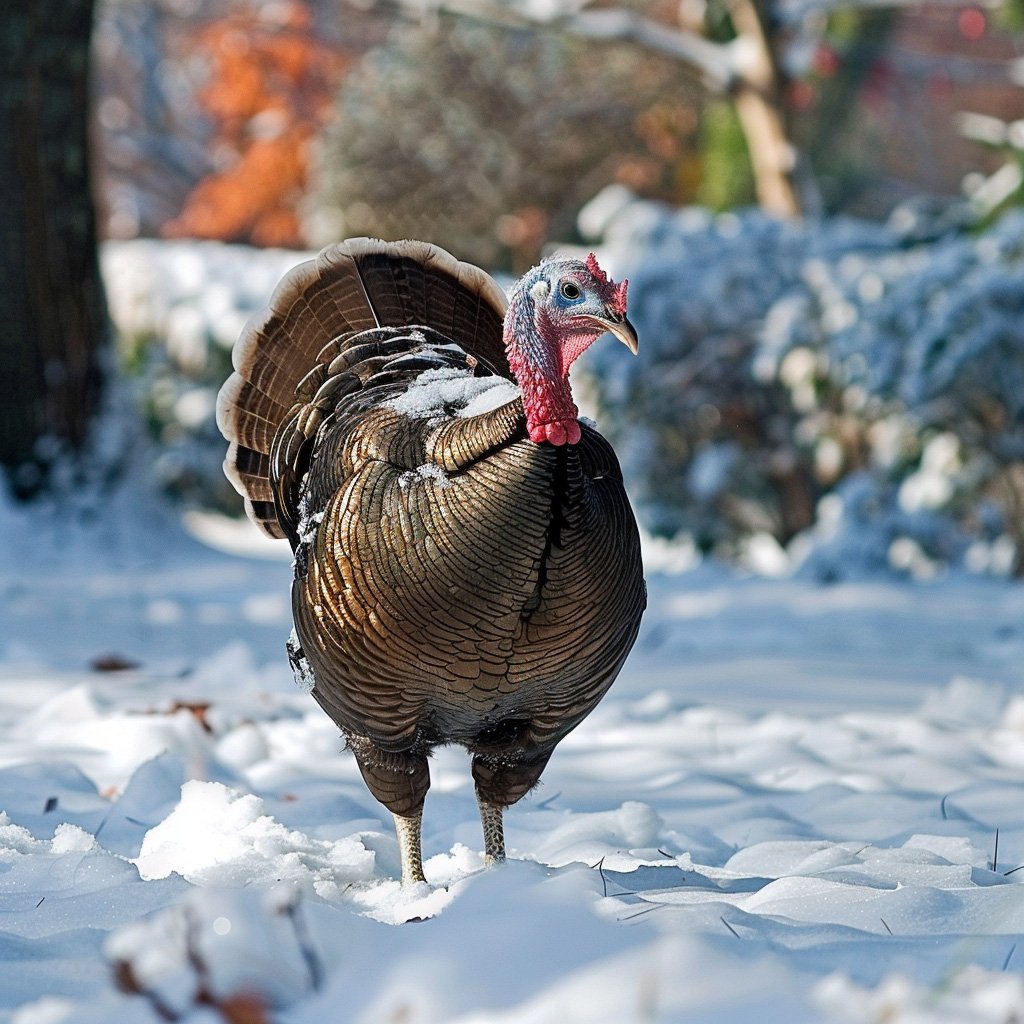 picture of turkey in winter snow covered outdoors symbolic cold turkey