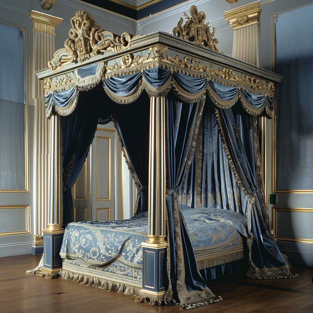 Opulent Elizabethan Canopy bed very high from floor left indelible impression in older generation