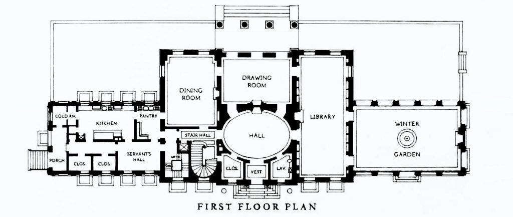 illustration from harrysteen.com, main floor plan of a Georgian Country House