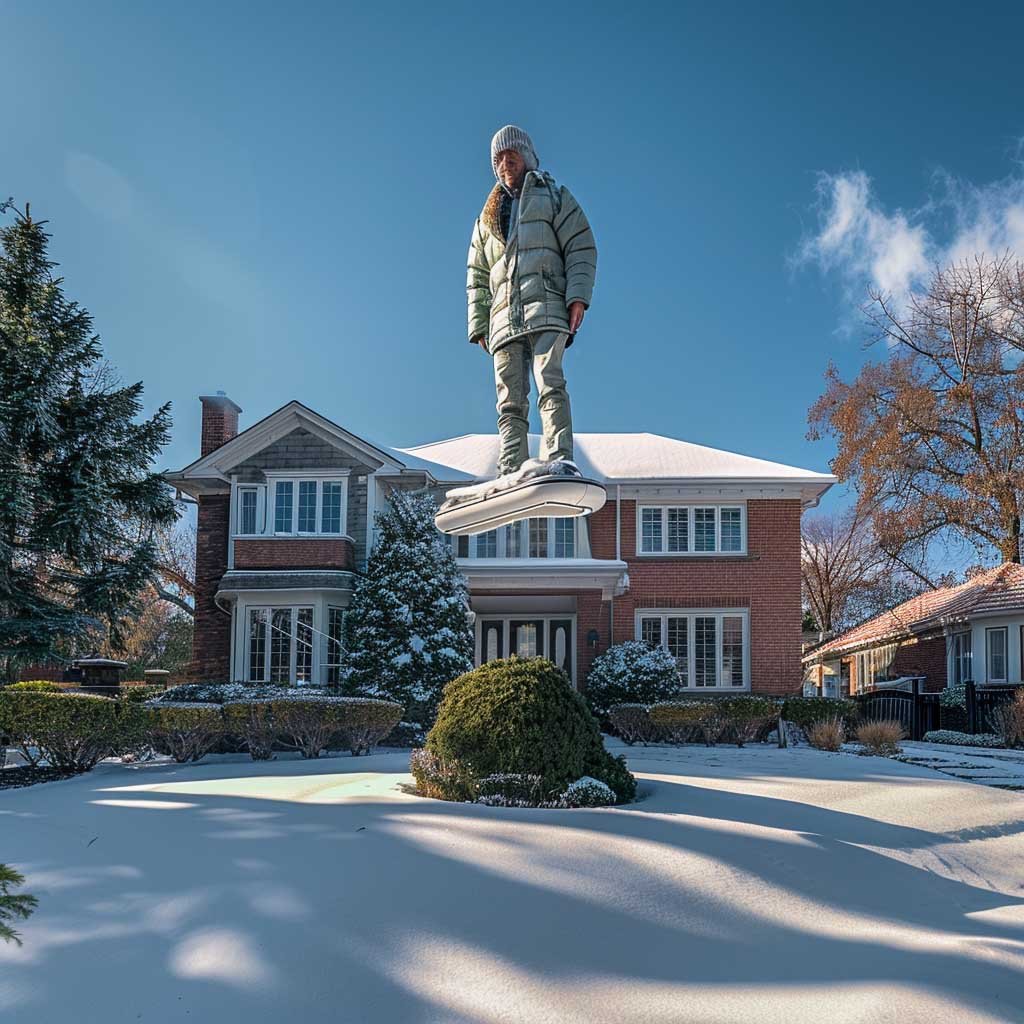 One way not to have to shovel snow - flying over snow in hoverboard