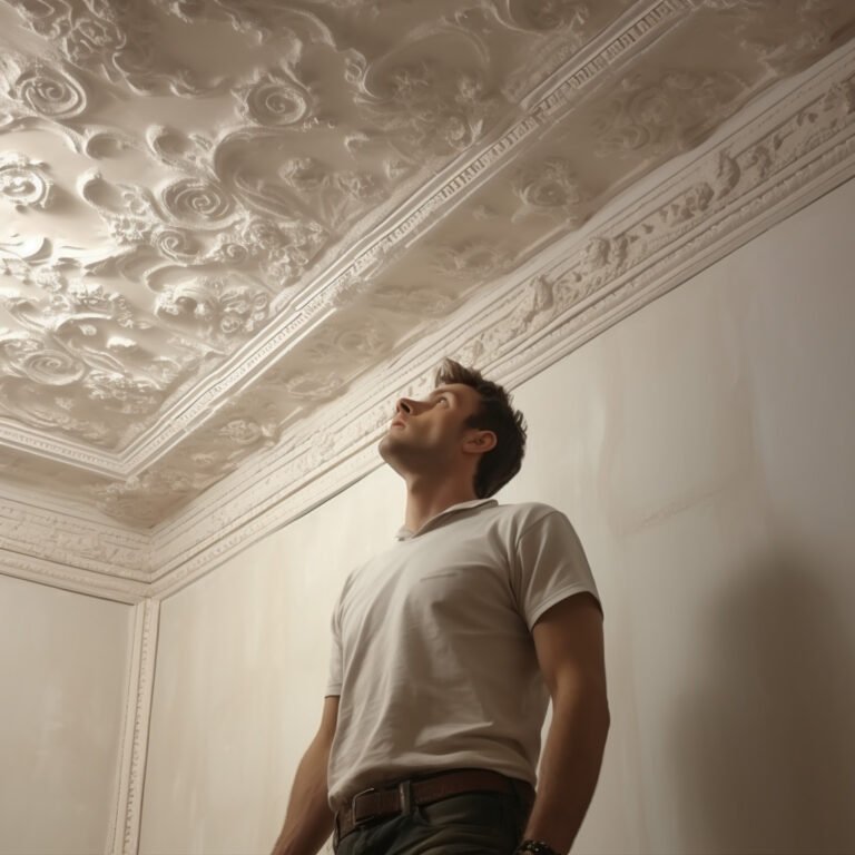 a vintage ornate ceiling with ornamental plastic is almost impossible to clean - not suitable for seniors