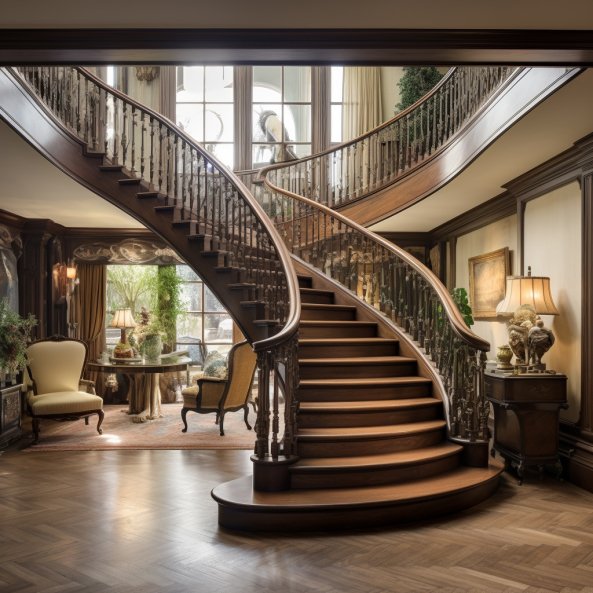 The one and only stair we can use to reach the bedrooms upstairs, curved staircases are the most dangerous