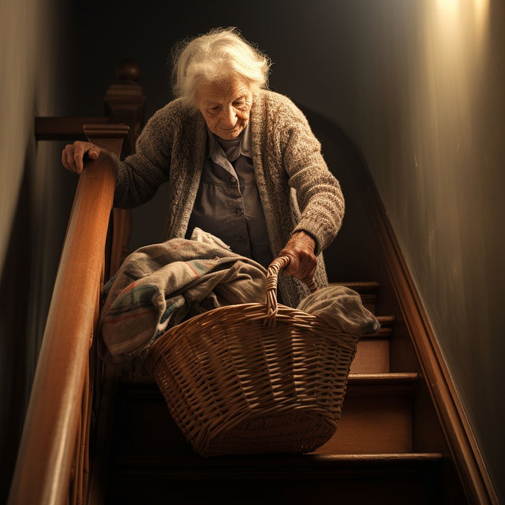 going down the stair carrying a full laundry basket is simply too dangerous for us seniors