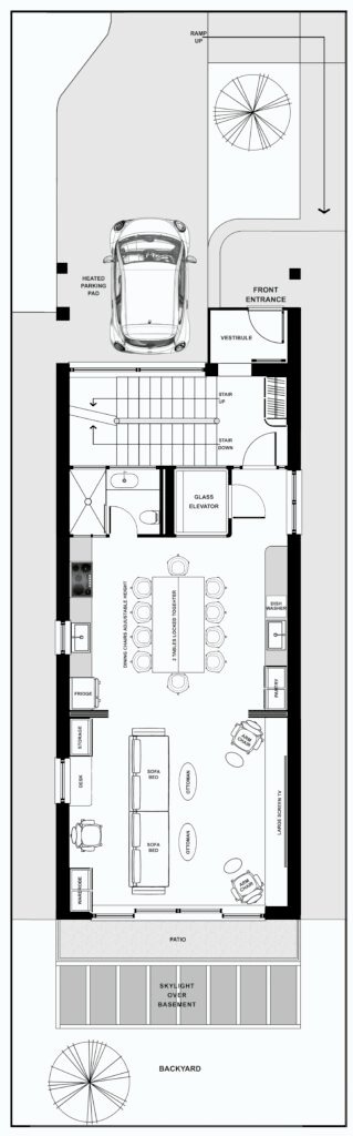 house plans 3 : seniors' house should offer room for entertaining guests. a large kitchen with a large dining table that seats ten guests with adjacent space for entertaining, sports watching, karaoke, chatting and relaxing is essential - all functions that can fit into a small package