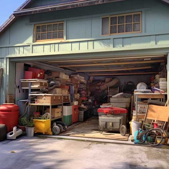 garage is packed with junk that it cannot be used for parking cars, bad organization, cannot find or retrieve things. Our cluttered life is manifested by the state of our garages.