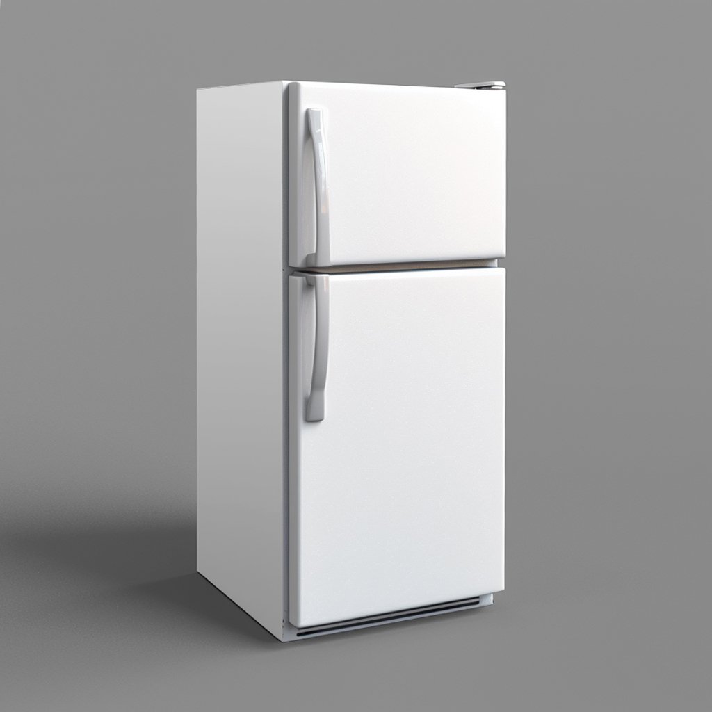 plain American fridge top freezer all white inexpensive but reliable